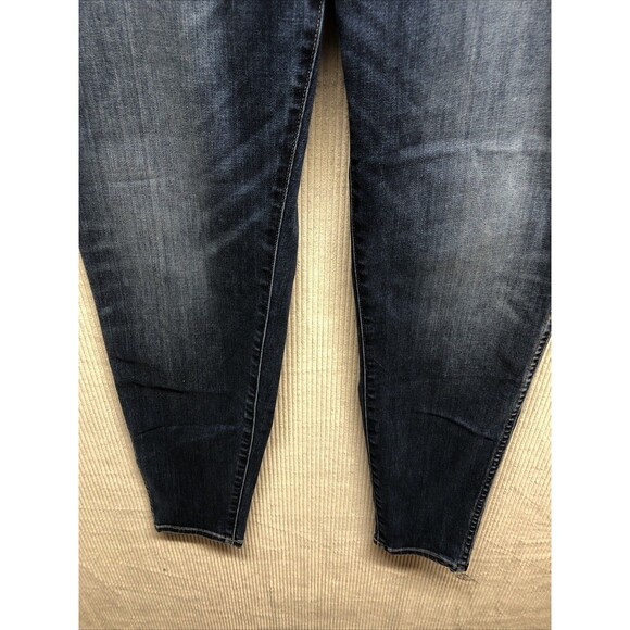 Madewell Denim Jeans Size 35T 10"High Rise Skinny Dark Distressed - Picture 2 of 16